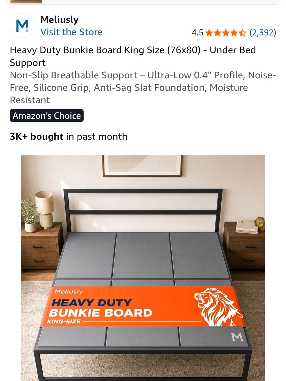 Heavy Duty Bunkie Board - Gray King Size